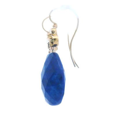 1880 Etruscan 18k Yellow Gold Lapis Lazuli Drop Earrings