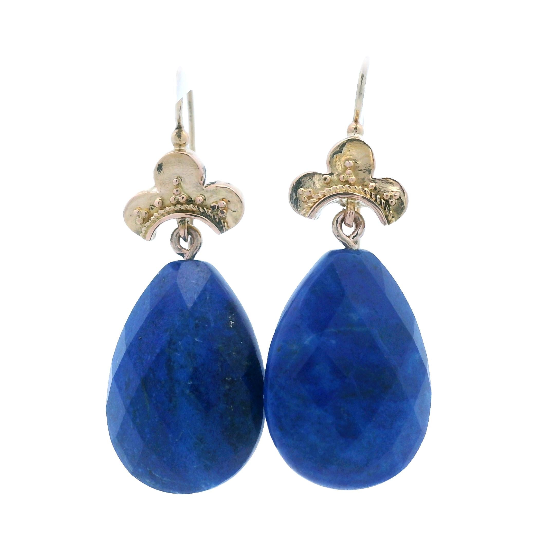 Etruscan Revival Lapis Lazuli Fan Statement Earrings. Undyed natural gemstone earrings, one of a kind deals long elegant earring statement jewelry