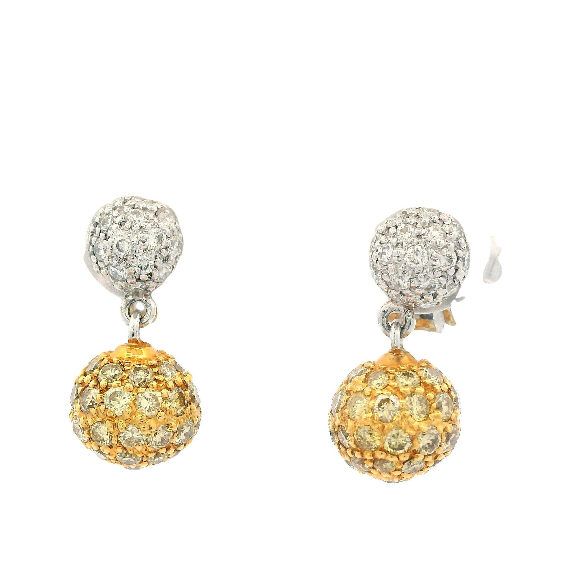 Sethi Couture White & Fancy Yellow Diamond Earrings 18k White & Yellow Gold