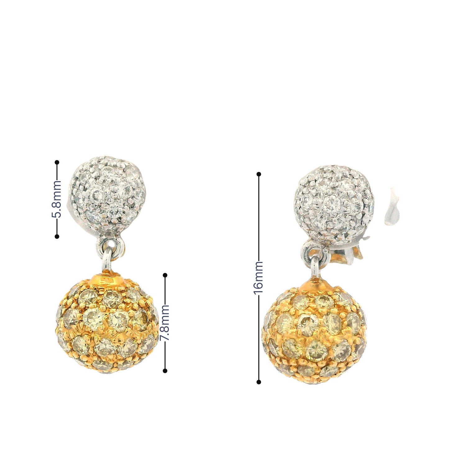 Sethi Couture White & Fancy Yellow Diamond Earrings 18k White & Yellow Gold