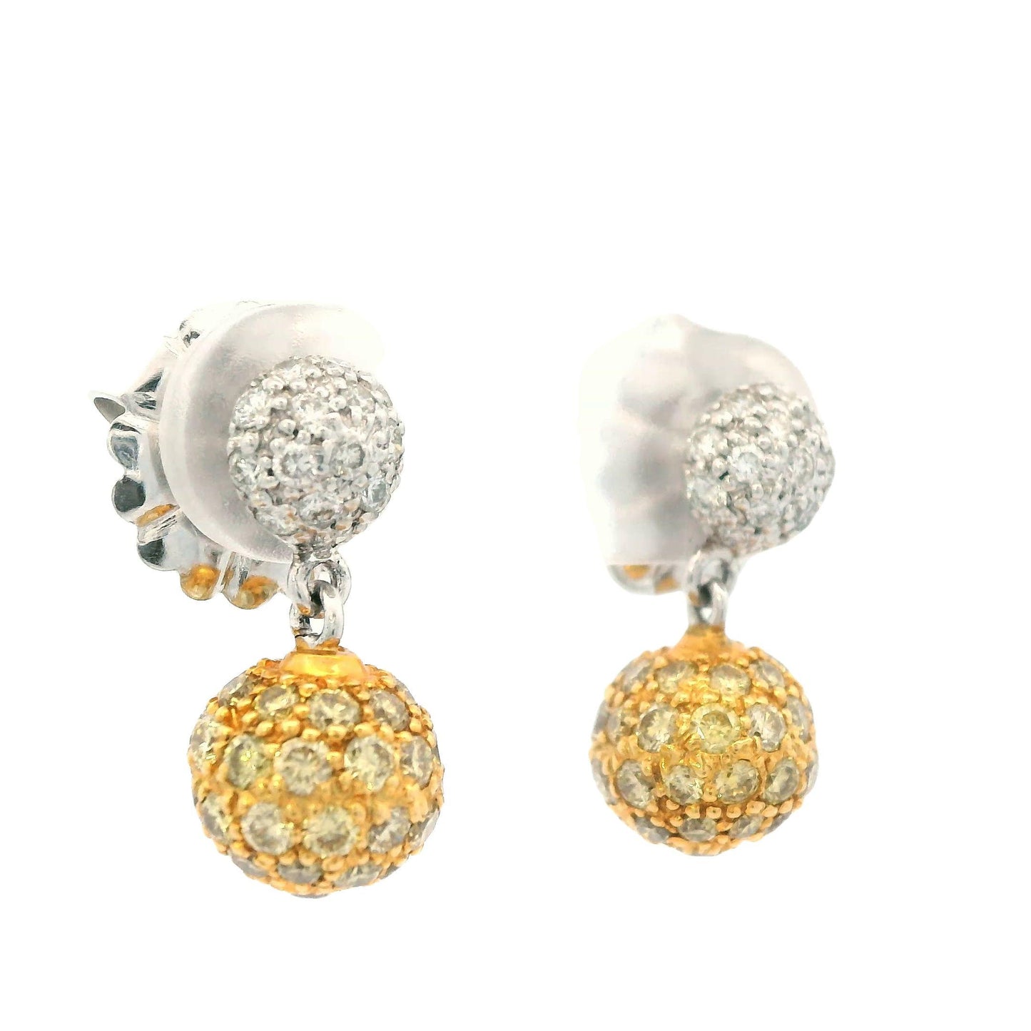 Sethi Couture White & Fancy Yellow Diamond Earrings 18k White & Yellow Gold