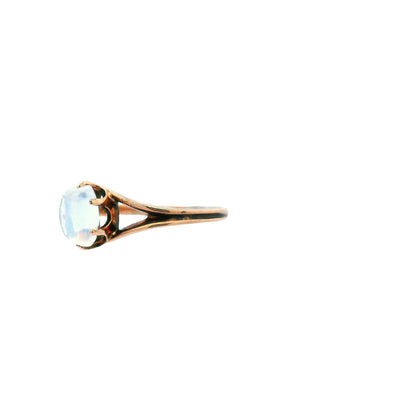 14k Rose Gold 1890 Victorian Cats Eye Moonstone Cabochon Ring