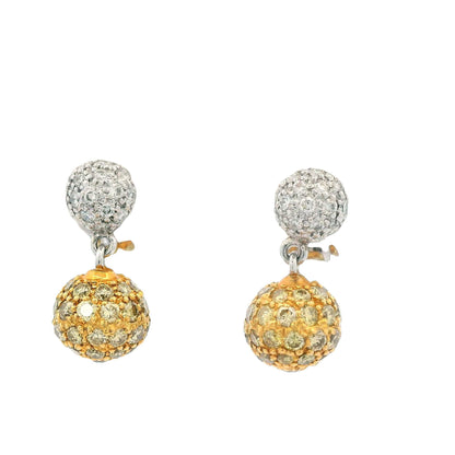 Sethi Couture White & Fancy Yellow Diamond Earrings 18k White & Yellow Gold