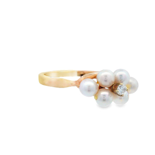 Tiffany & Co. 14k Yellow Gold Diamond and Pearl Ring