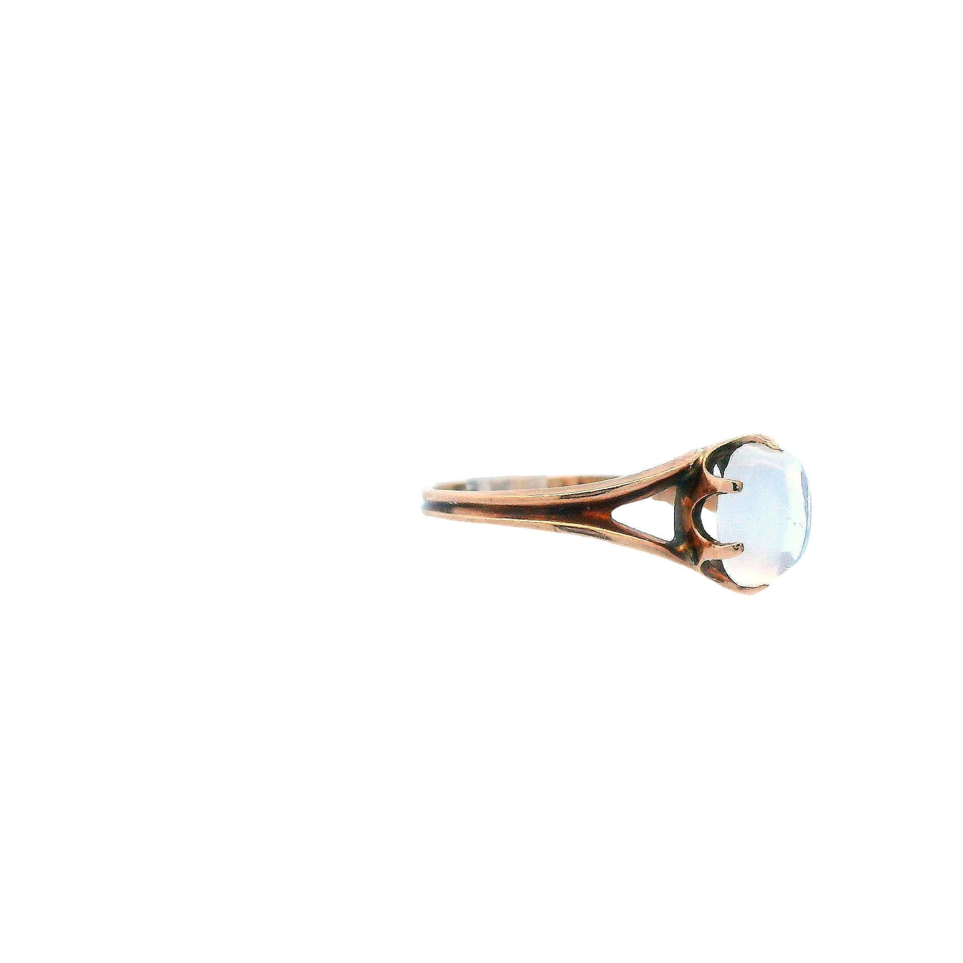 14k Rose Gold 1890 Victorian Cats Eye Moonstone Cabochon Ring