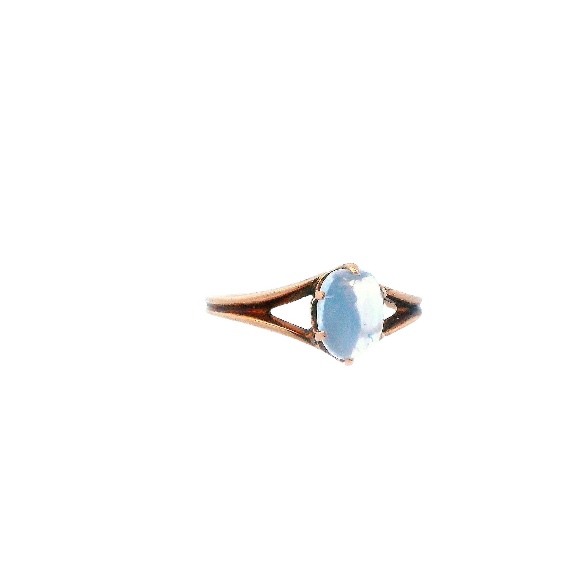 14k Rose Gold 1890 Victorian Cats Eye Moonstone Cabochon Ring