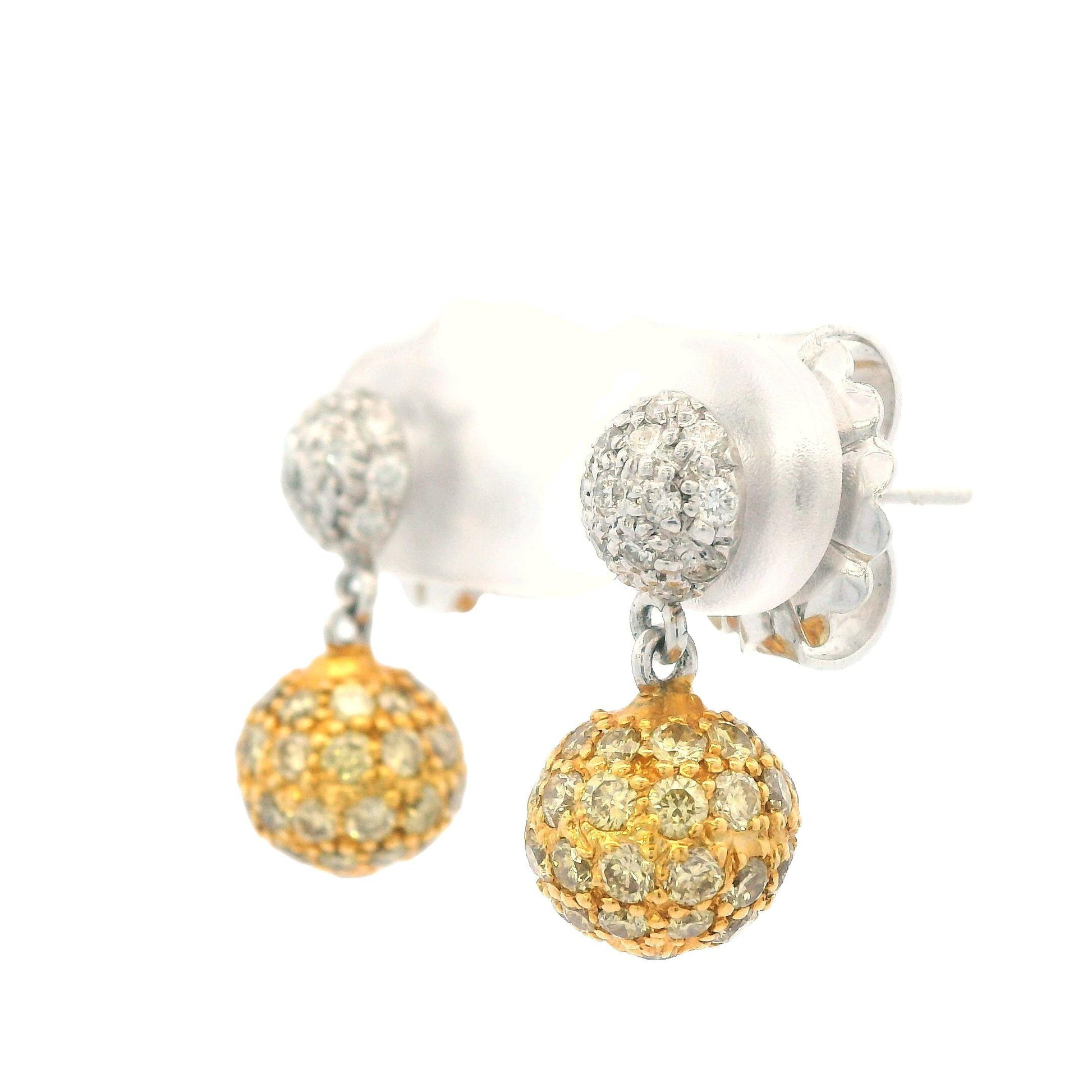 Sethi Couture White & Fancy Yellow Diamond Earrings 18k White & Yellow Gold