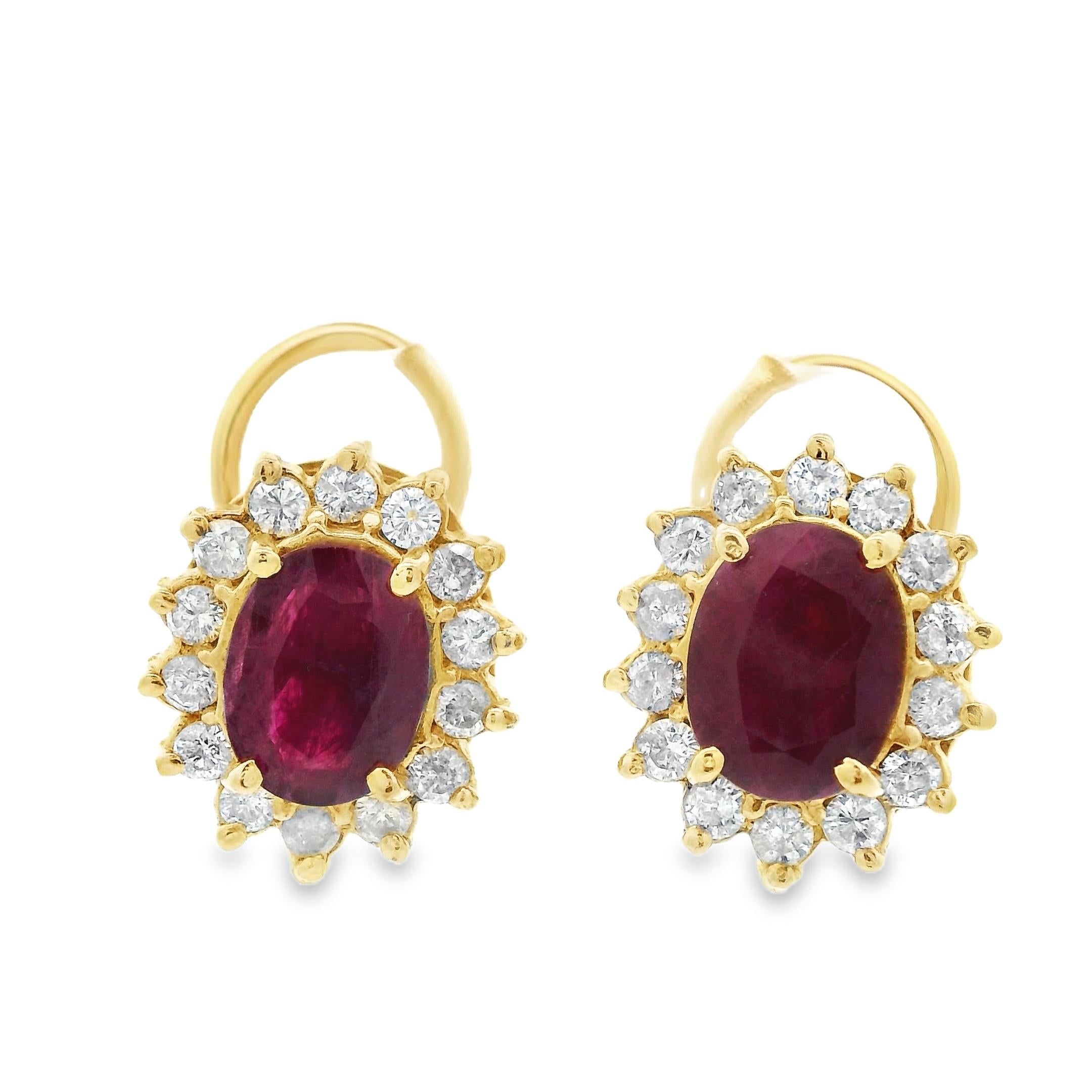 14K YG Ruby shops Leverback Earrings