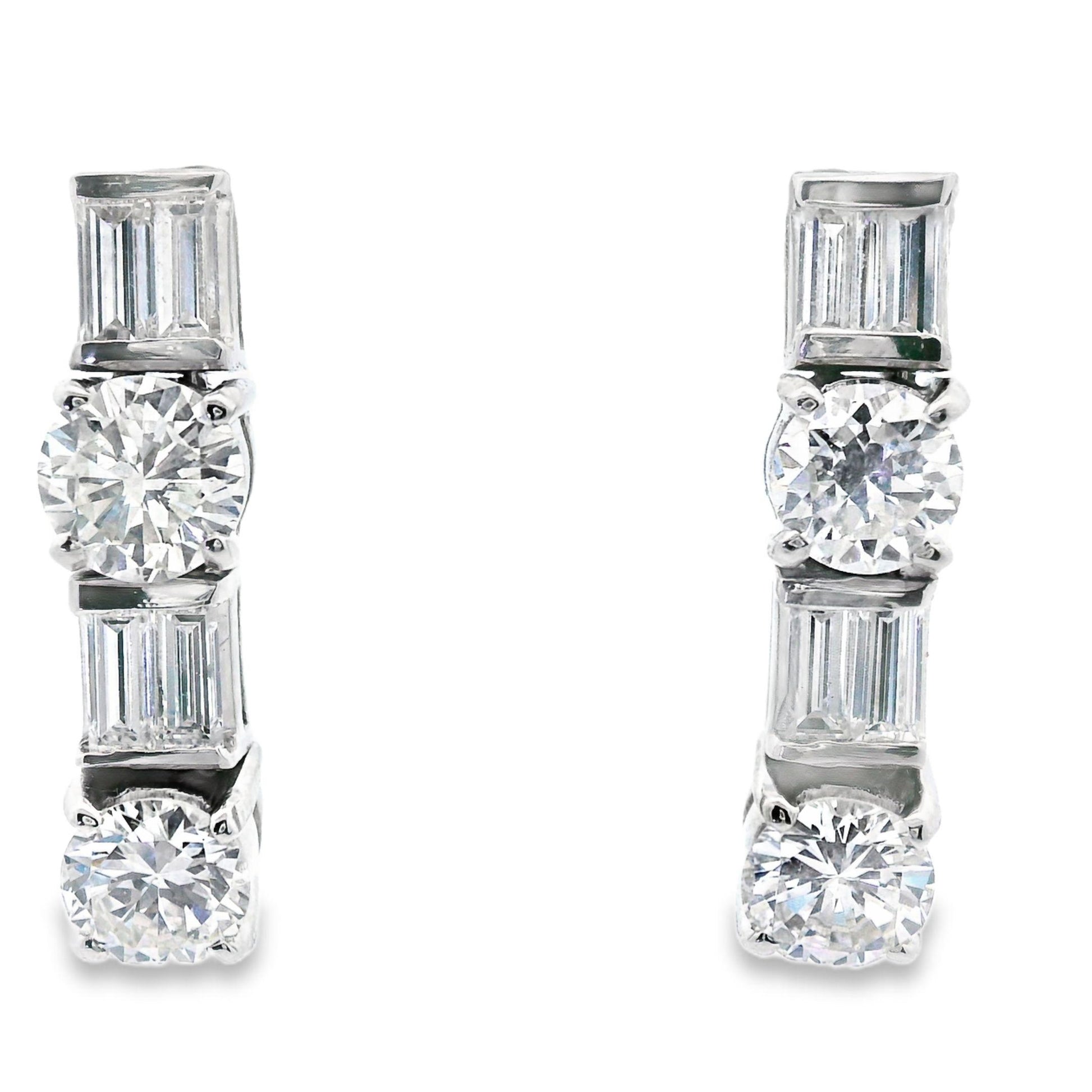 1.85 Carat Vintage Diamond Dangle Earrings in Platinum