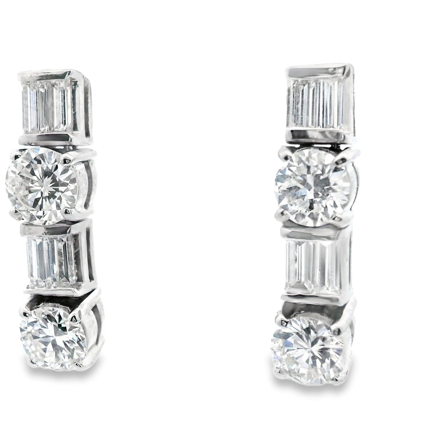 1.85 Carat Vintage Diamond Dangle Earrings in Platinum