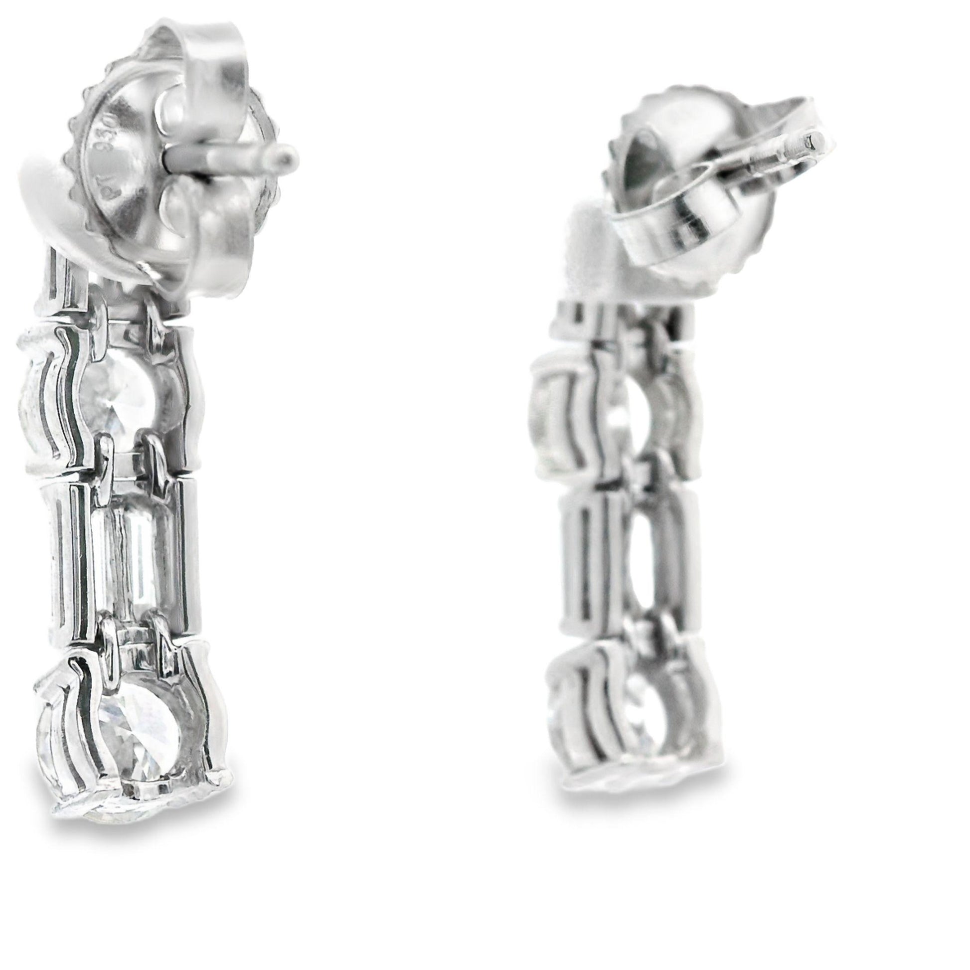 1.85 Carat Vintage Diamond Dangle Earrings in Platinum