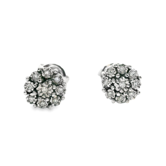 Rarest Rainbow Collection Diamond Cluster Stud Earrings .925 Sterling