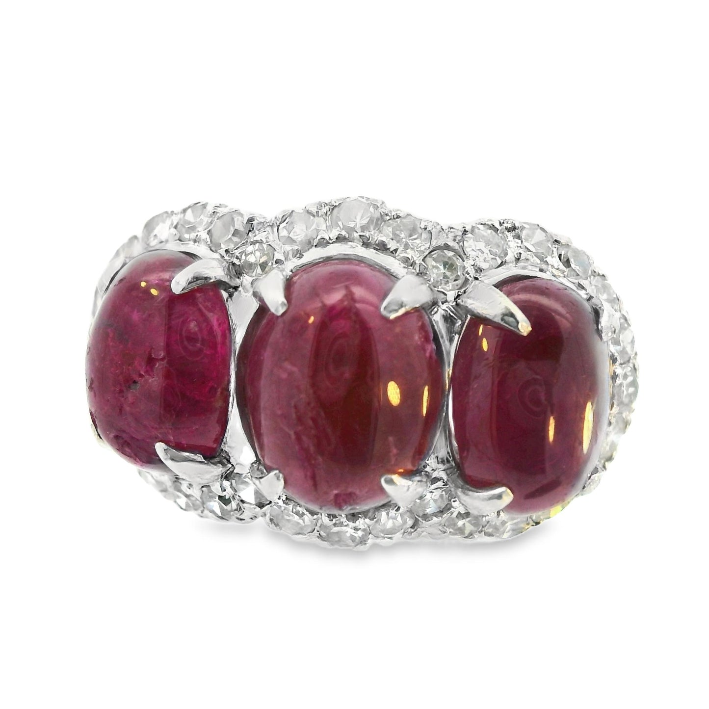 Vintage18k White Gold Ruby & Diamond Ring (9.0+CT Ruby)