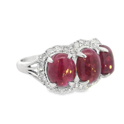 Vintage18k White Gold Ruby & Diamond Ring (9.0+CT Ruby)