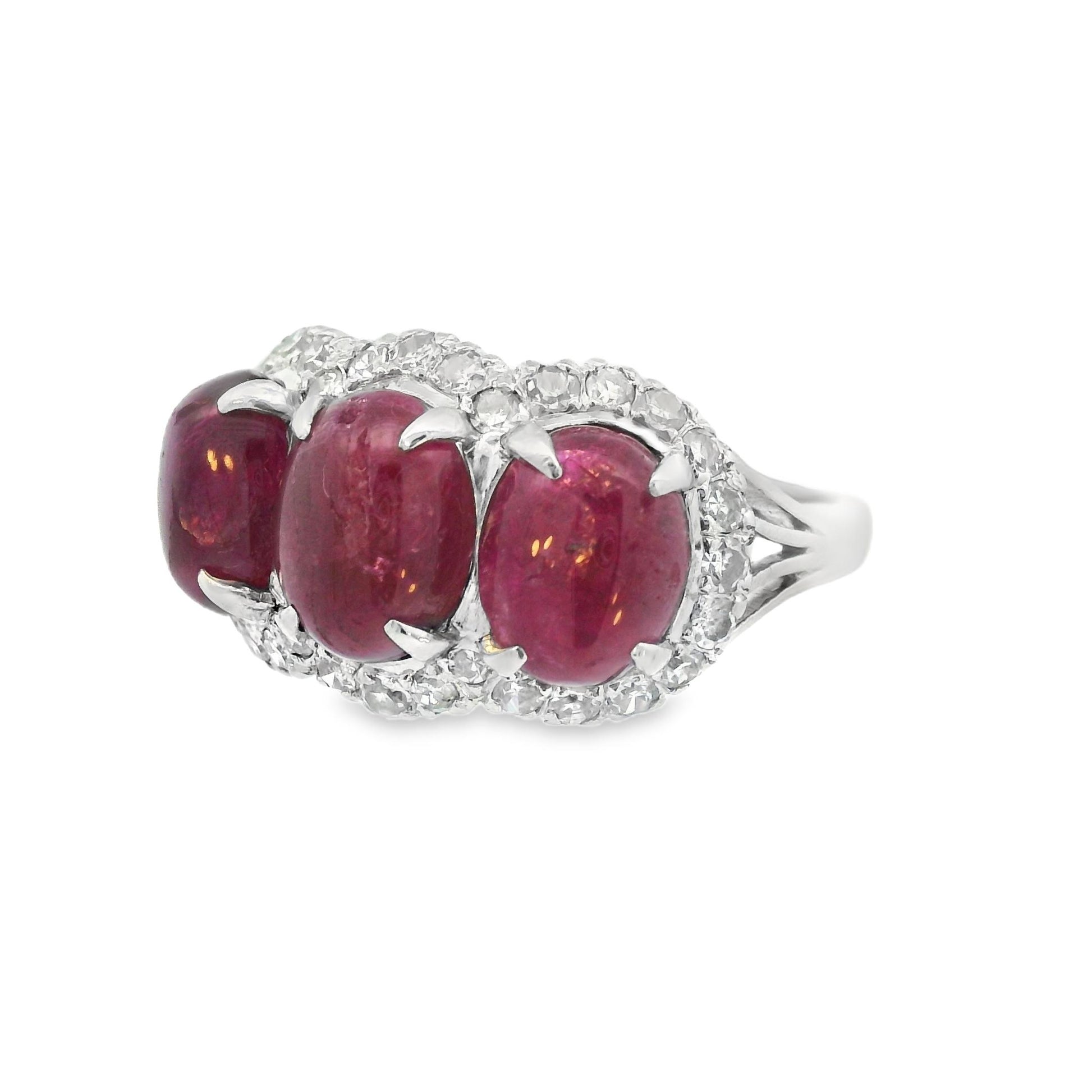 Vintage18k White Gold Ruby & Diamond Ring (9.0+CT Ruby)