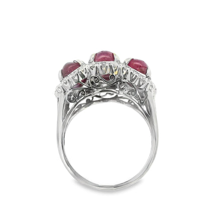 Vintage18k White Gold Ruby & Diamond Ring (9.0+CT Ruby)