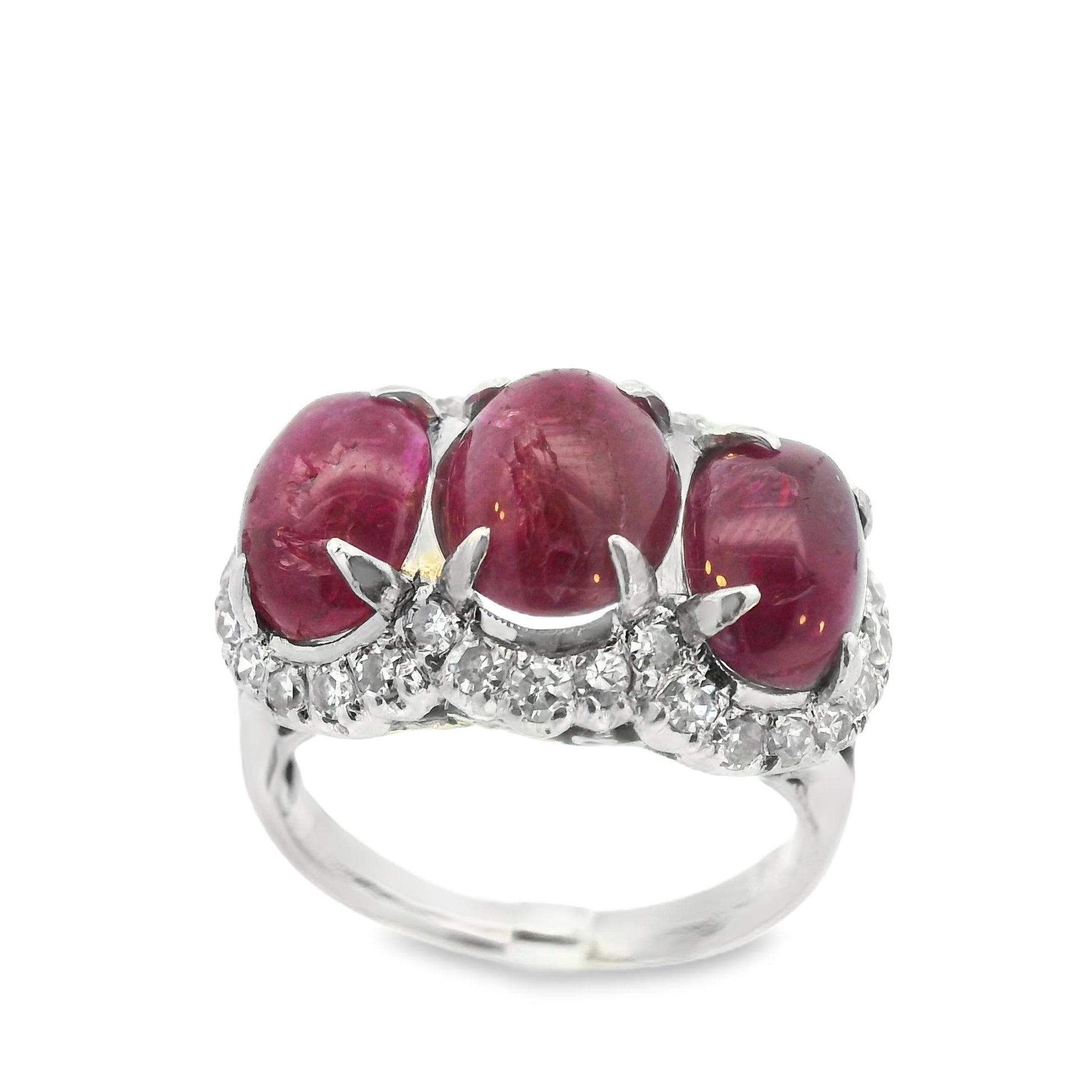 Vintage18k White Gold Ruby & Diamond Ring (9.0+CT Ruby)