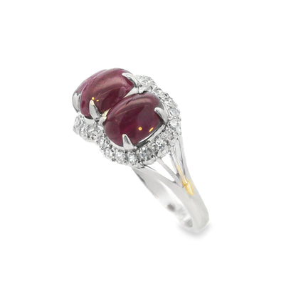 Vintage18k White Gold Ruby & Diamond Ring (9.0+CT Ruby)