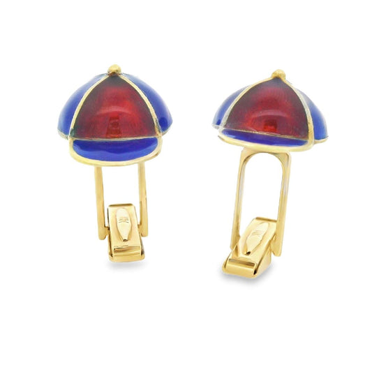 14k Yellow Gold Enameled Jockey Cap/Hat Cufflinks