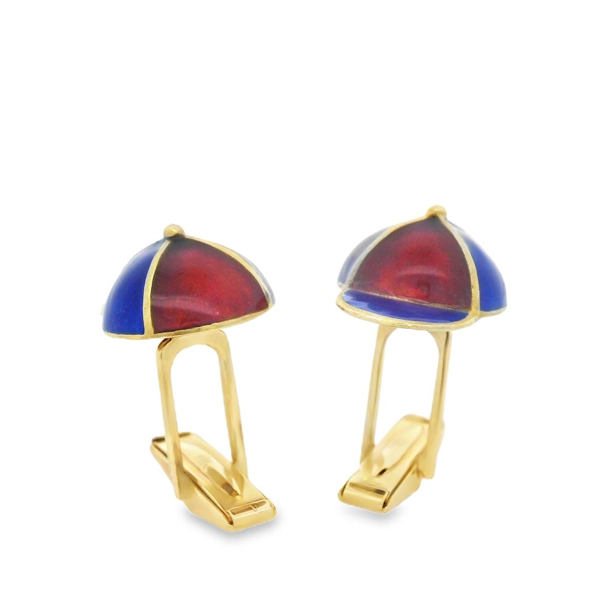 14k Yellow Gold Enameled Jockey Cap/Hat Cufflinks