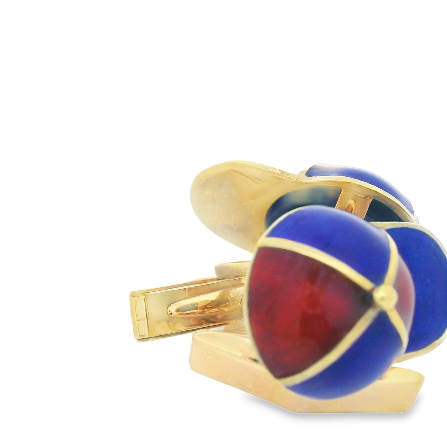 14k Yellow Gold Enameled Jockey Cap/Hat Cufflinks