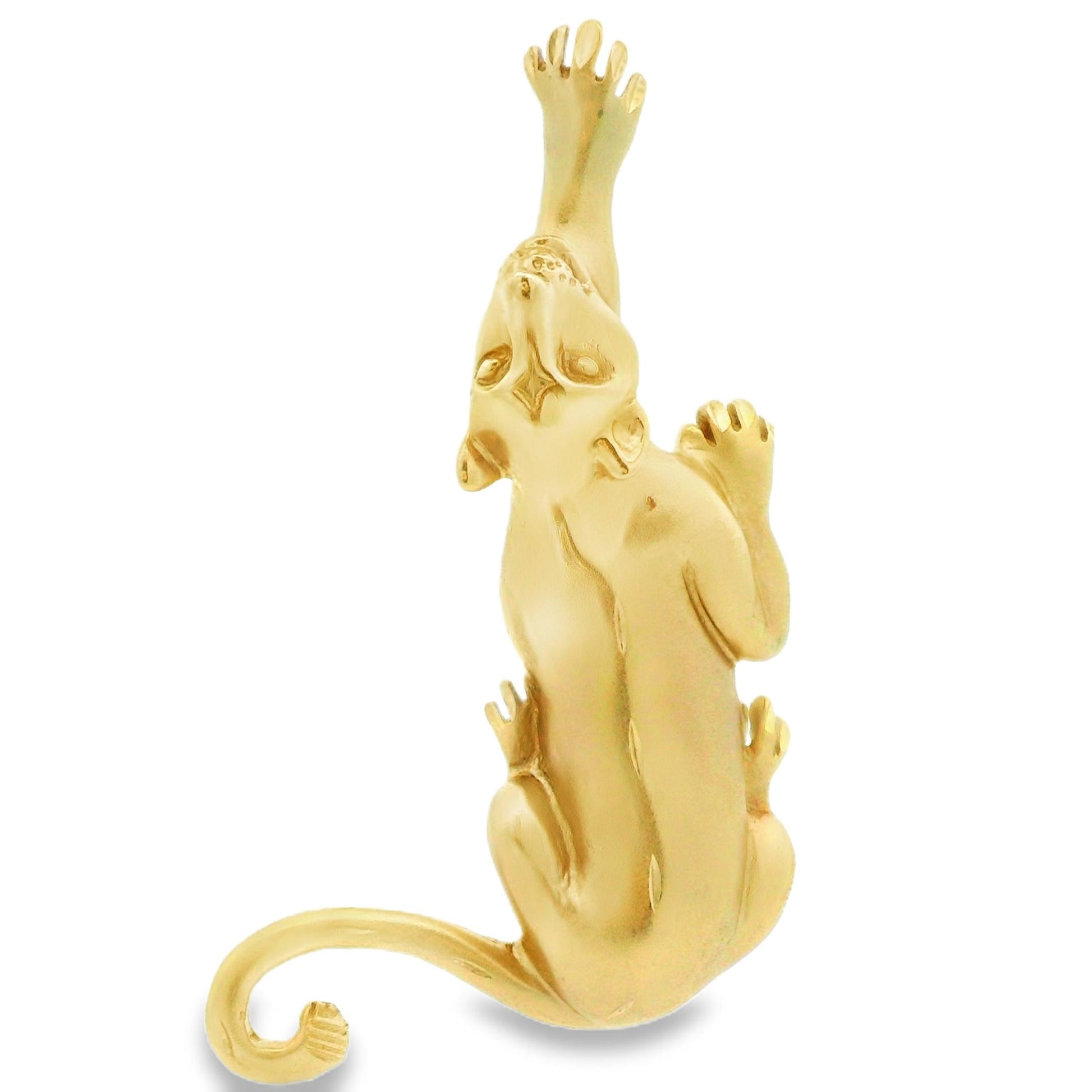 14K Yellow Gold Panther Pendant Matte Finish