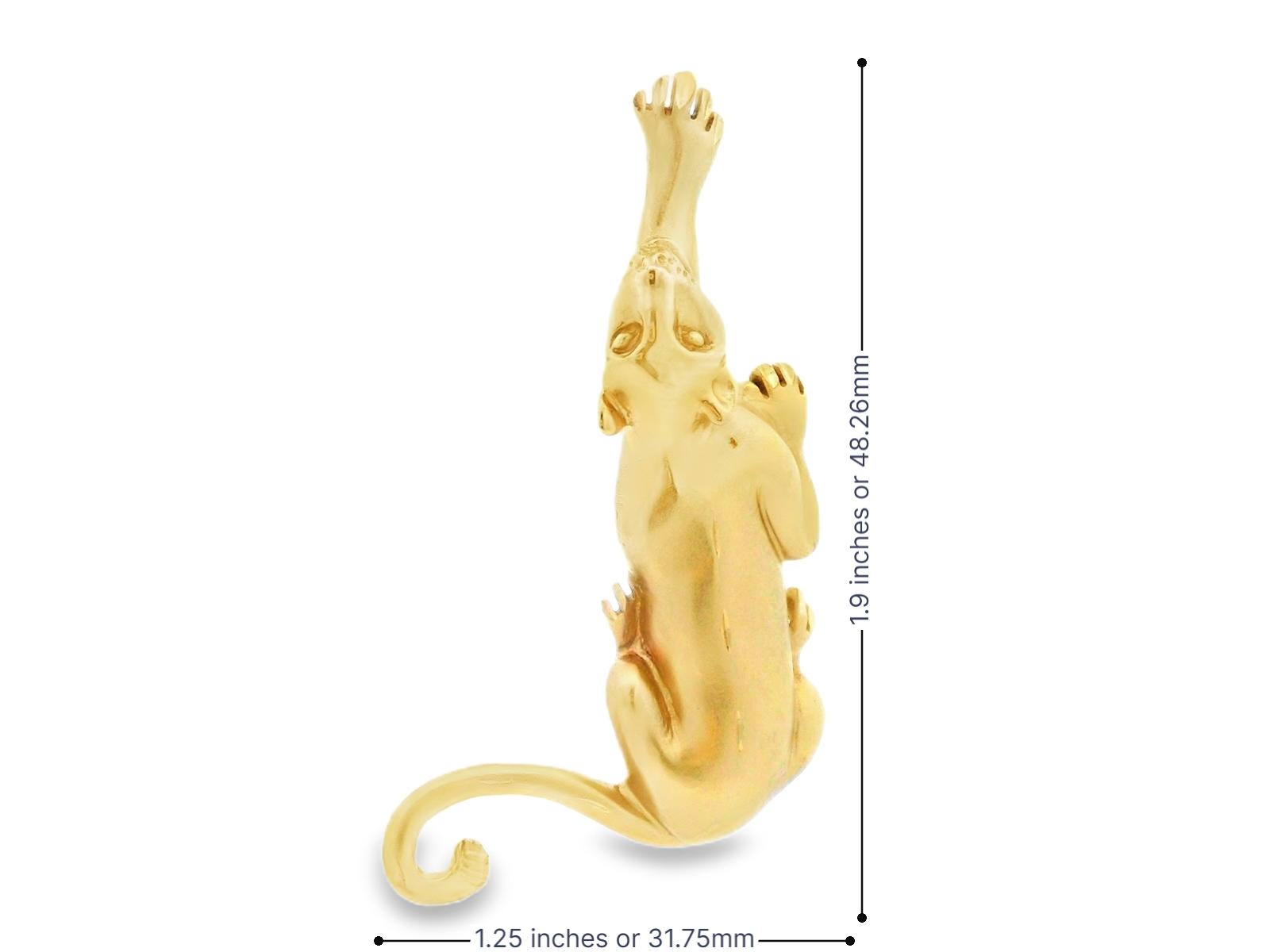 14K Yellow Gold Panther Pendant Matte Finish