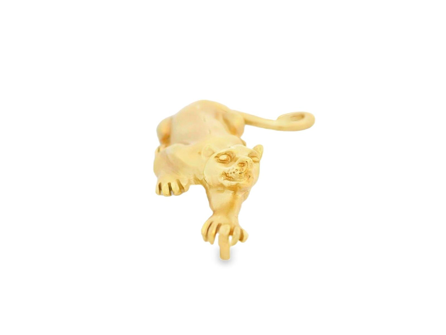 14K Yellow Gold Panther Pendant Matte Finish