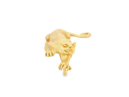 14K Yellow Gold Panther Pendant Matte Finish