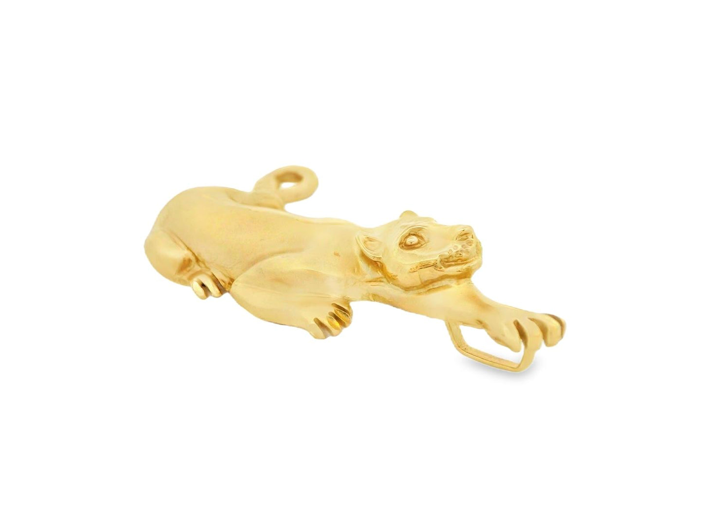 14K Yellow Gold Panther Pendant Matte Finish