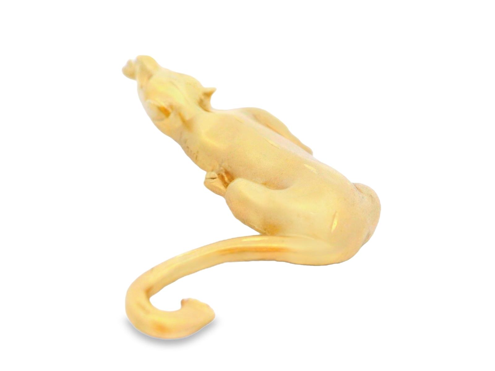 14K Yellow Gold Panther Pendant Matte Finish