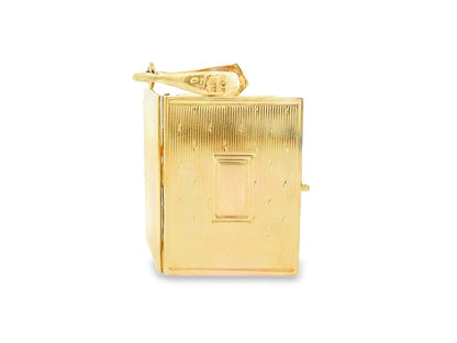 1950s 14k Yellow Gold 6 Page Photo Movable Charm/Engravable Book Pendant