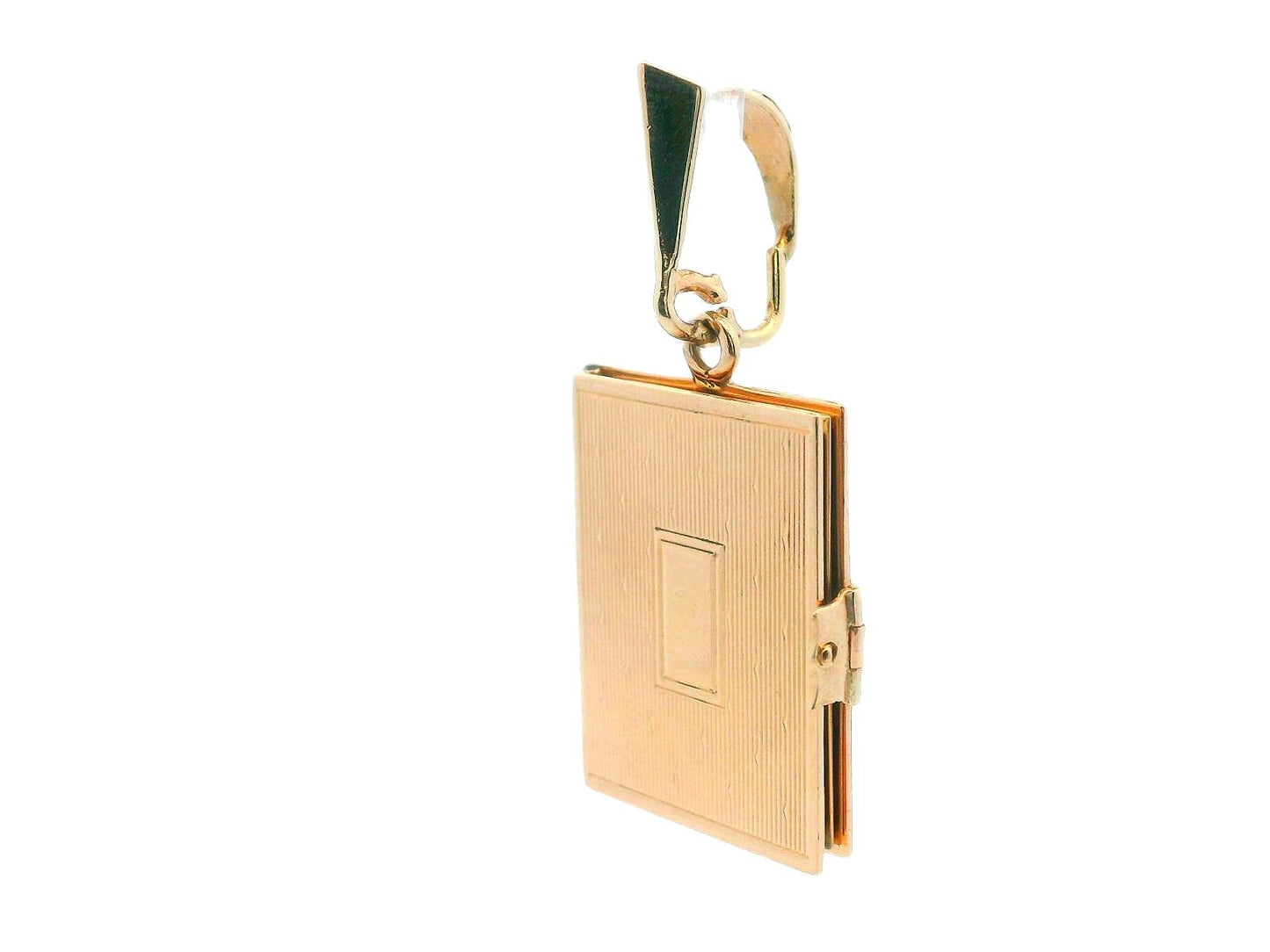 1950s 14k Yellow Gold 6 Page Photo Movable Charm/Engravable Book Pendant