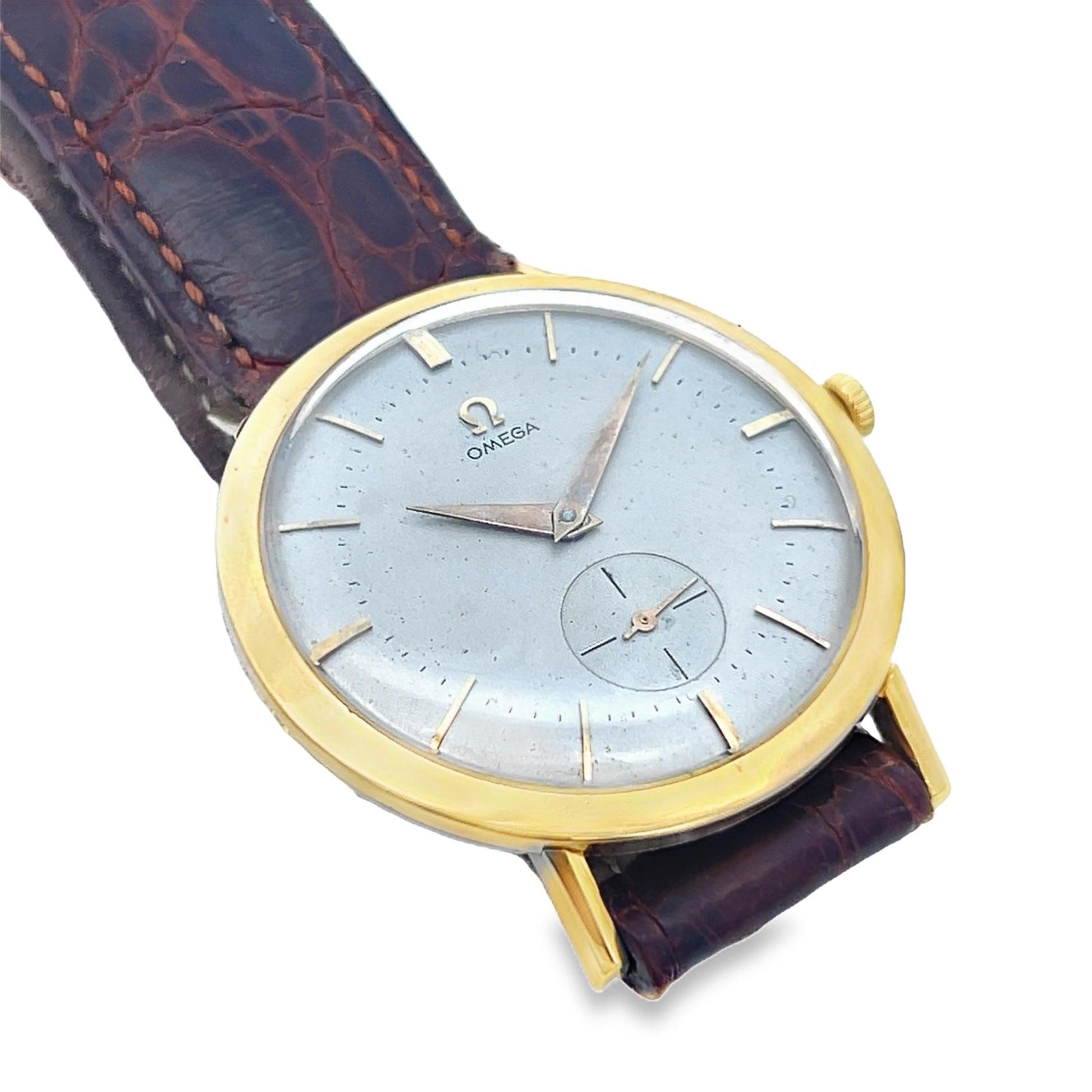 18K Yellow Gold Men's Omega Wrist Watch Ca 1950s 34mm