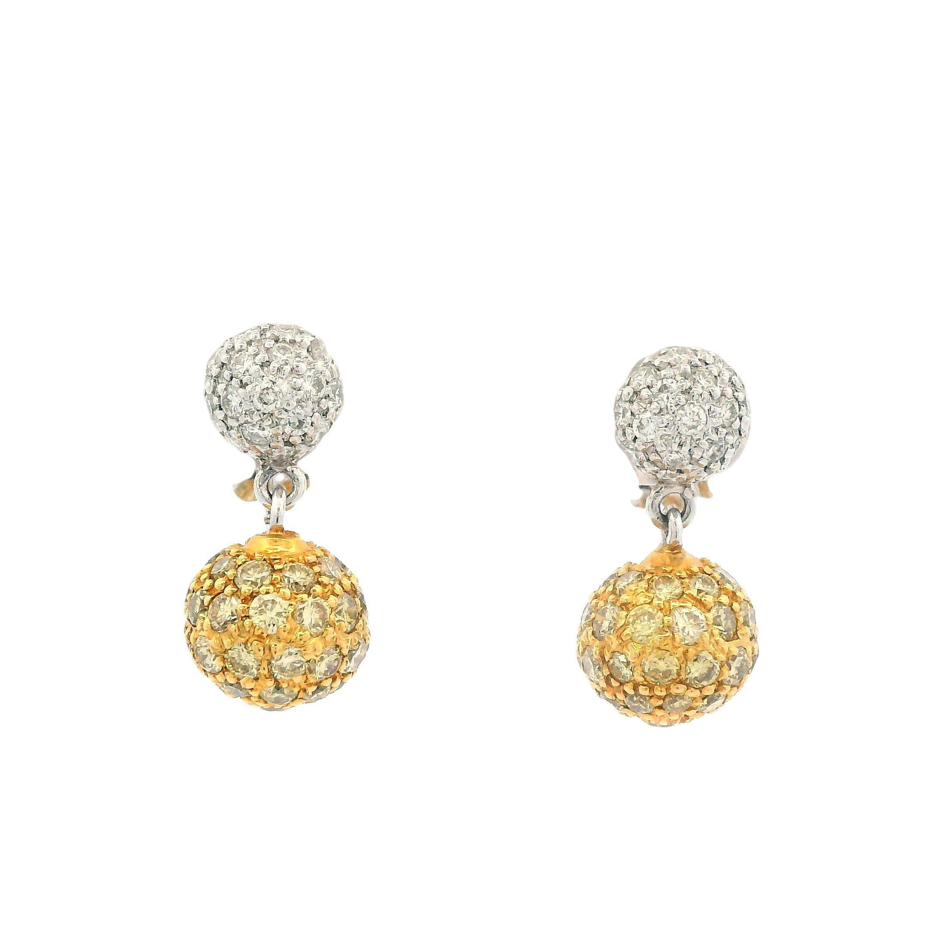 Sethi Couture White & Fancy Yellow Diamond Earrings 18k White & Yellow Gold