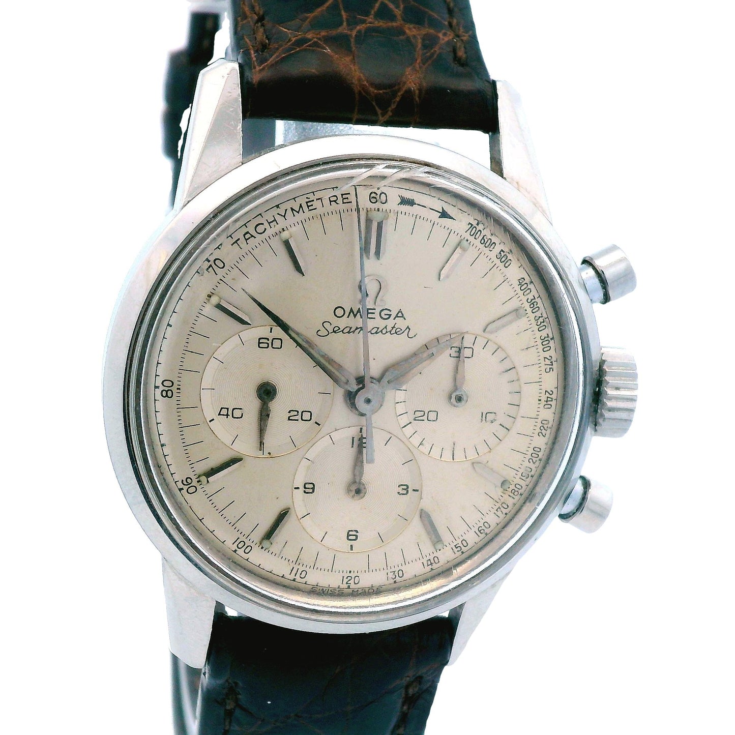 1960s Omega Seamaster Chronograph Watch in Stainless Steel - Running