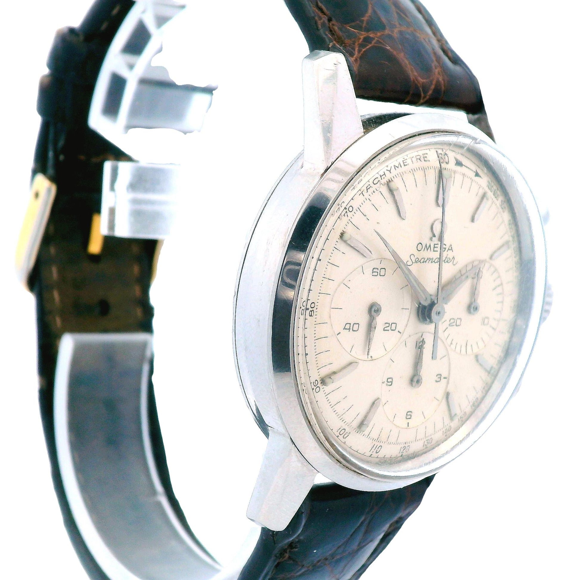 1960s Omega Seamaster Chronograph Watch in Stainless Steel - Running