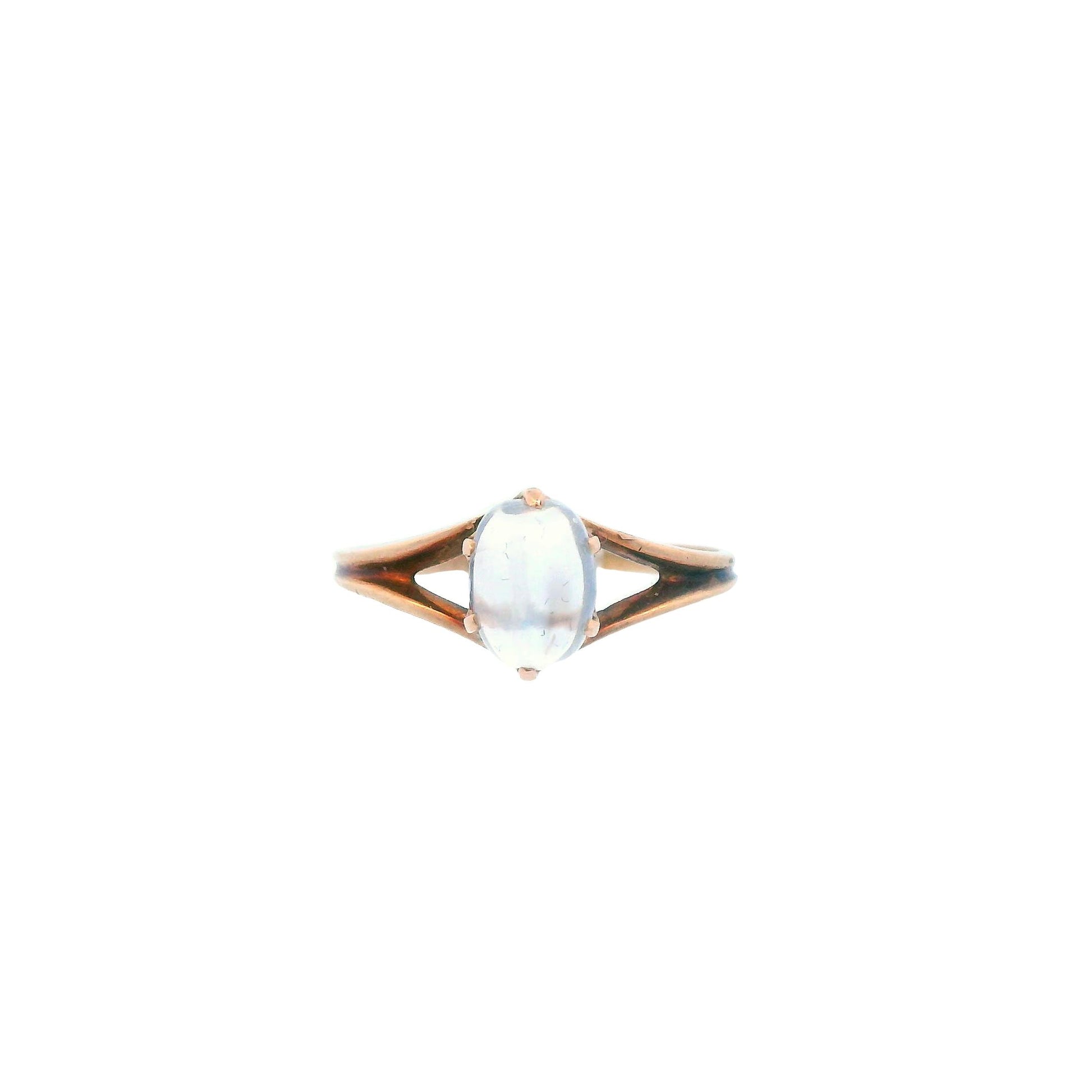 14k Rose Gold 1890 Victorian Cats Eye Moonstone Cabochon Ring