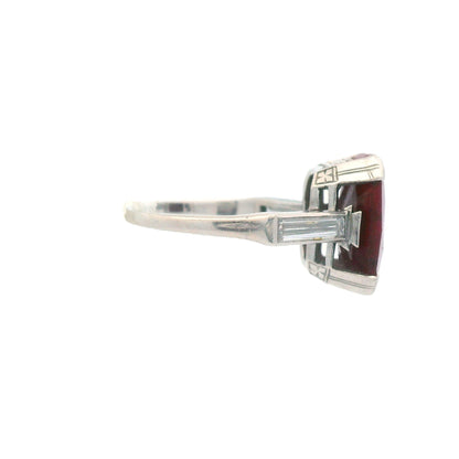 1925 Art Deco Platinum Ruby and Baguette Diamond Ring