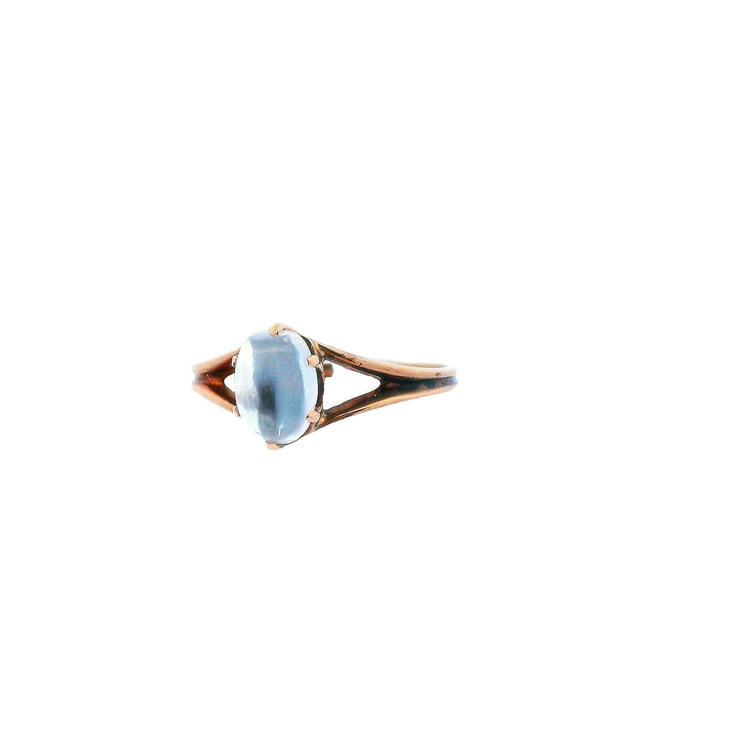 14k Rose Gold 1890 Victorian Cats Eye Moonstone Cabochon Ring