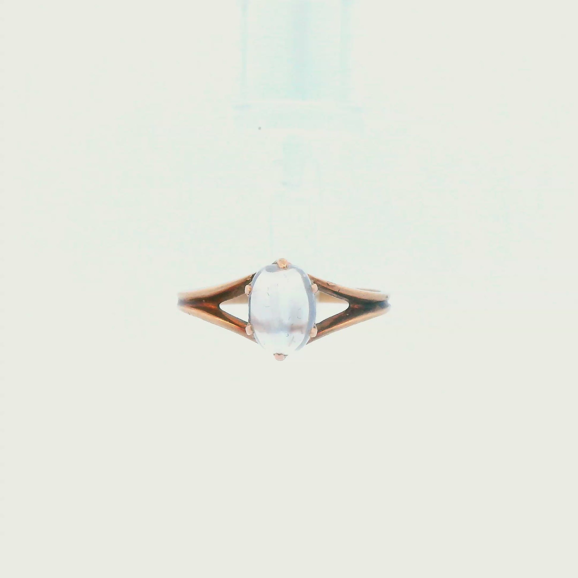 14k Rose Gold 1890 Victorian Cats Eye Moonstone Cabochon Ring