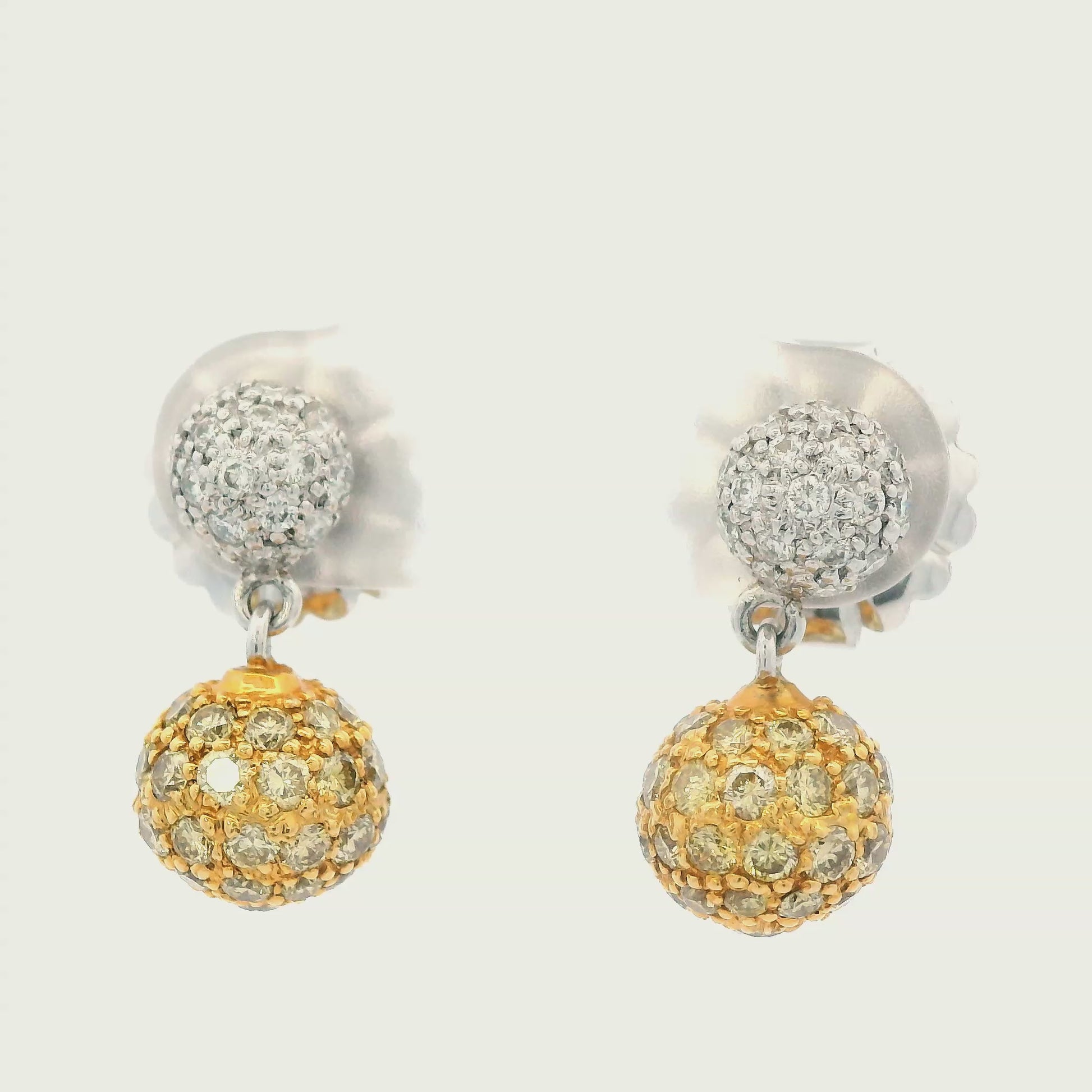 Sethi Couture White & Fancy Yellow Diamond Earrings 18k White & Yellow Gold