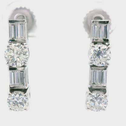 1.85 Carat Vintage Diamond Dangle Earrings in Platinum